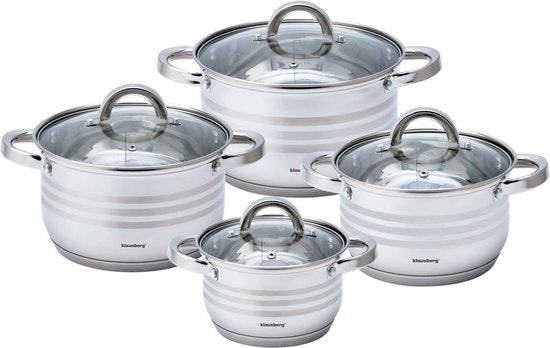 Klausberg 7694 - 8-piece cookware set - cooking pots - 16-18-20-24 cm - with lids