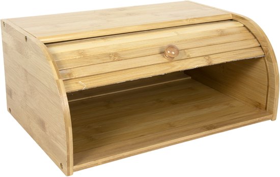 MPLCo - Boîte à pain en bambou avec couvercle coulissant - Boîte à pain pour pain, petits pains et pâtisseries - Huche à pain en bois avec couvercle coulissant - Grande boîte de conservation pour pain - 40 x 27,5 x 17,5 cm - Marron