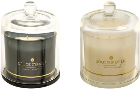 ILAE geurkaarsen in glas met deksel – set van 2, Spices en Linen, 240 g