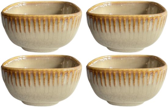 MPLCo - Ombres Mini Dip Bowl - Kom - Set van 4 - Schaaltje voor Saus & Tapas - Oven, Magnetron & Vaatwasser Bestendig - Kleine Serveerschaal Keramiek - 250 ml - 10 x 10 x 5,5 cm - Lichtbruin