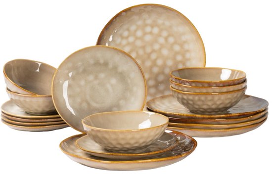 18-Piece Ceramic Dinnerware Set for 6 People - Ombre Brown