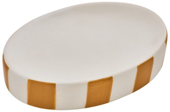Strio Ceramic Soap Dish - 13.3 cm Wheat – Stylish Bathroom Accessory - Soap Holder - Yellow stripes - Soap dish - Ceramic