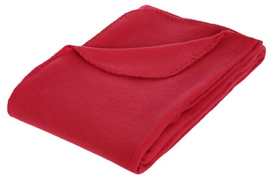Microfleece plaid rood – zachte microvezel deken voor bank en bed, 125 x 150 cm
