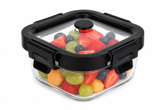Boîte de conservation en verre 320 ml - Récipient Meal Prep - Lunchbox en verre avec couvercle - Carrée