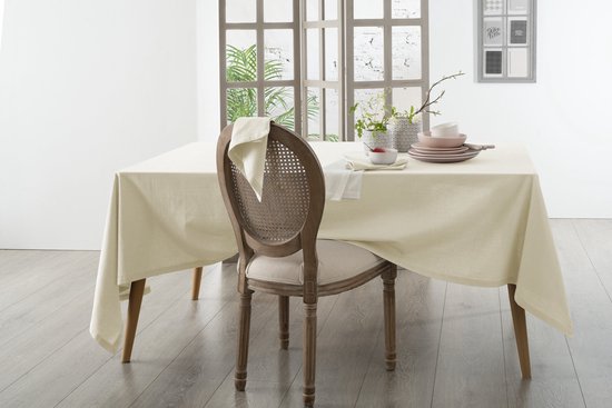 Atmosphera Tafelkleed - beige - katoen - 240 x 140 cm - rechthoek - tafellaken