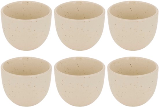 Espresso Cups - Espresso Glasses - Small Coffee Cups - Set of 6 - Ceramic Coffee Cups - Earthenware - Dishwasher & Microwave Safe - 100 ml - Cream