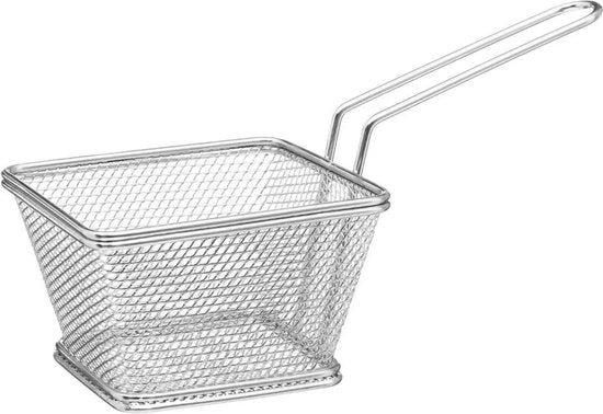Secret de Gourmet frietmandje RVS – serveermandje voor patat en snacks, zilver