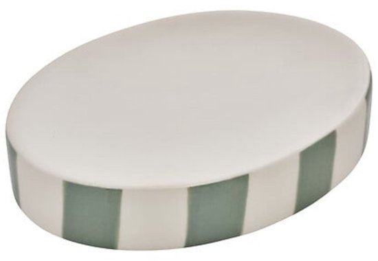 Porte-savon Strio Long 13,3 cm - Céramique Vert Céladon – Élégant et durable - Porte-savon - Céramique - Rayures vertes - Vert