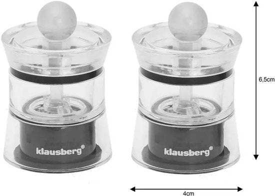 Klausberg - Salt and Pepper Mill Set - 6 cm - Ceramic Mechanism