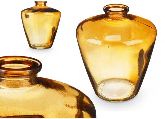 Vase en verre ambre 13 cm – pot décoratif en verre diamant – accessoire de décoration – Ø10,5 cm