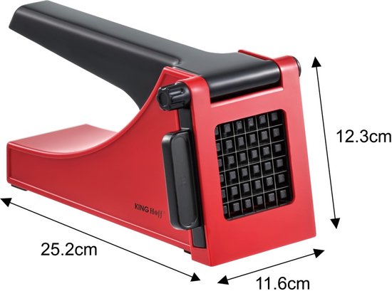 Kinghoff 1912 - Pommesschneider - 36 x 10 mm Stücke - Edelstahlklingen - Rot