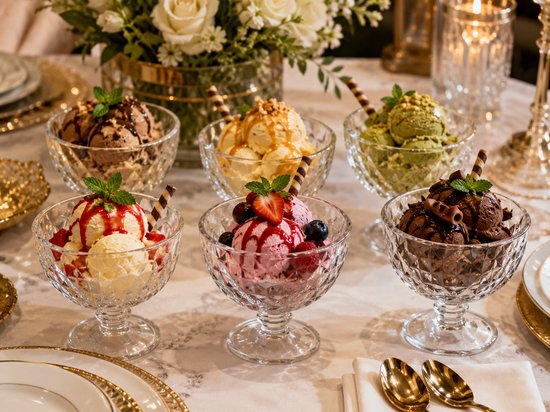 Coupe à glace - Lot de 6 - Porte-glace - Coupe à dessert - Coupe à glace en verre - Bol à dessert en verre - Coupe pour glace, sorbet et desserts - Lavable au lave-vaisselle - 300 ml - Transparent