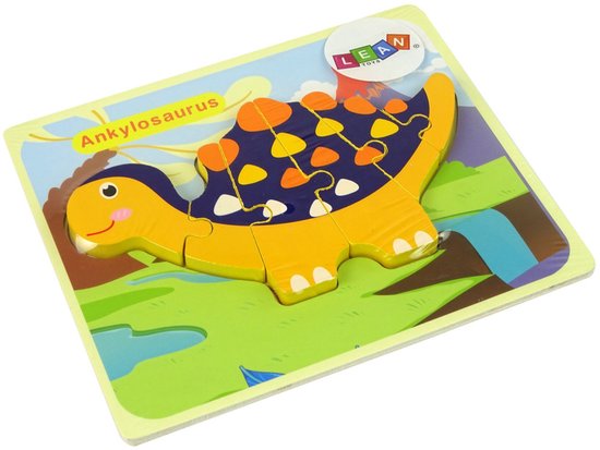 Lean Toys Holzpuzzle – Dinosaurier Triceratops & Ankylosaurus – Orange