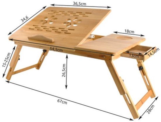 Ruhhy bamboe laptopstandaard – verstelbare laptoptafel tot 17 inch – foto 6