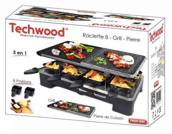 Techwood – Raclette – grill – reversible baking/grill plate – 8 people