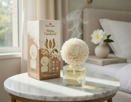 Elix - Bloom at Home Decoratieve Luchtverfrisser - Air Freshener - White Gardenia Geur - Luchtverfrisser Huis Langdurig - Aroma Diffuser - 100 ml - White Gardenia