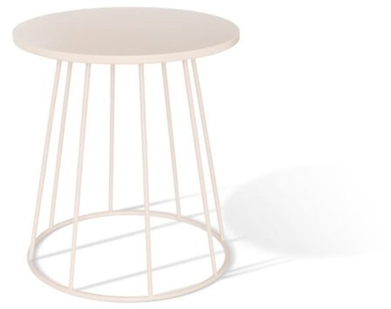 Salontafel en bijzettafel beige (latte) – rond, metaal, Ø 38 x 42 cm – foto 4