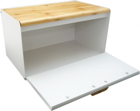 Klausberg 7427 broodtrommel van staal en hout, wit, 16 liter
