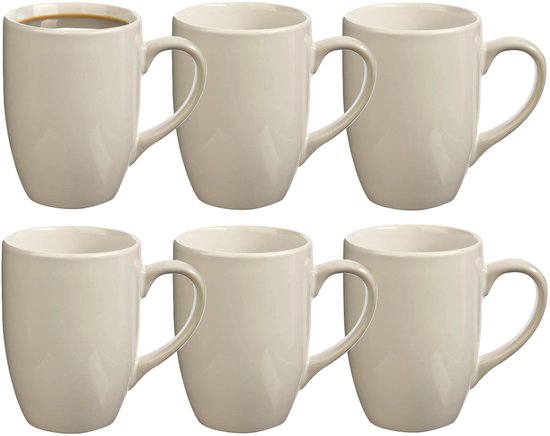 5Five koffiemokken Colorama – set van 6, wit keramiek, 380 ml