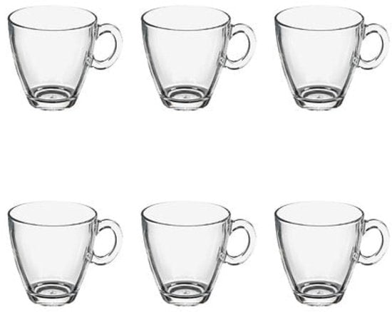 Sia glazen mokken set van 6 – koffiemok en theemok van glas, 215 ml
