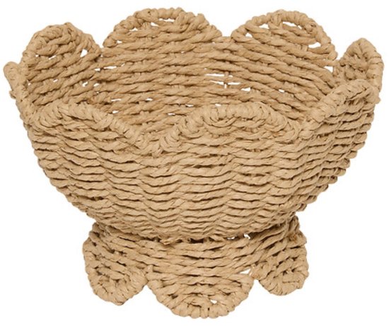 Dekorative Schale - Wohnschale - Deko-Tablett - Dekorative Schale mit Festonrand - Papierschale - Landhaus-Deko-Schale - Innenbereich - Ø23,5 x 14 cm - Beige