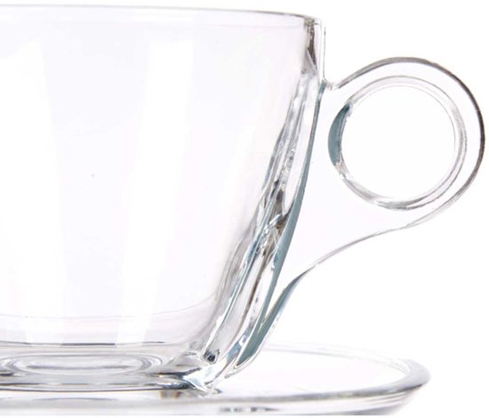 Vivalto Coffee Mug with Saucer - Set of 6 - Glass - 170ml