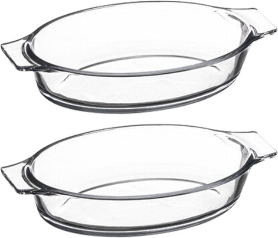 Auflaufform - Mini-Auflaufformen oval - Backform - 2er-Set - Borosilikatglas - Oval - 0,4 l - 20 x 11 cm - Transparent