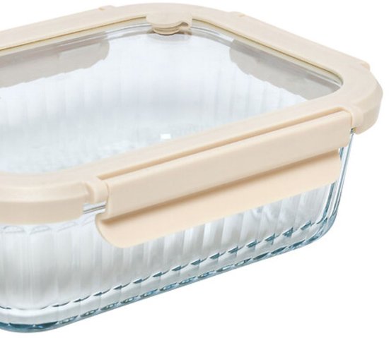 3-Delig Rechthoek Vershoudbakjes Glas - Glazen Bewaardozen - Lunchbox - Voedselbewaring - Luchtdichte Bewaarbakjes - Magnetron & Vaatwasser - 2. 05 Liter - Borosilicaatglas - Transparant