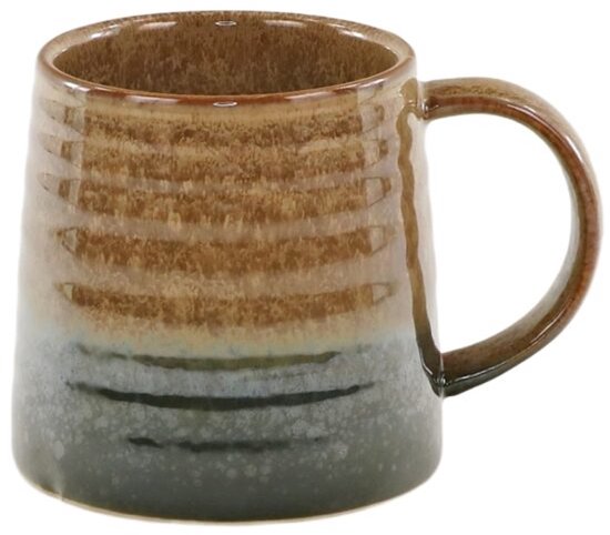 MPLCo - Mug Ombre Insta - Tasse à café avec émail réactif - Grande tasse à thé - Design moderne - Compatible four et micro-ondes - Tasse faite main - Lavable au lave-vaisselle - Céramique - 400 ml - Vert / Marron