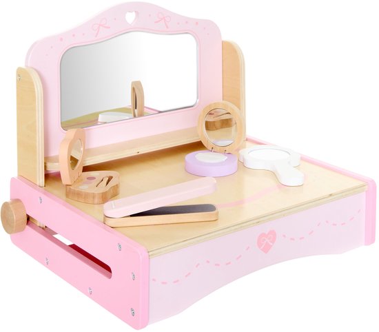 Atmosphera Kids make-up kaptafel voor kinderen – hout, roze, met accessoires