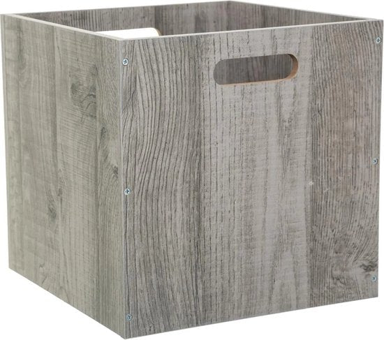 5Five Storage basket / cupboard basket - Grey wash - 31 x 31 x 31 cm - 29 liters - Cube unit baskets - Wood - Foldable - Crates