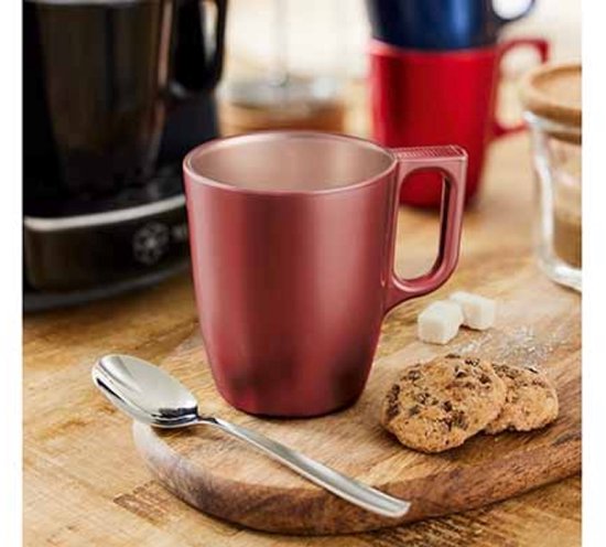 Tasse - Moderne Kaffeetassen - Glastasse - 6er-Set - Luxuriöse Trinkgläser für Kaffee & Tee - 250 ml - 10,4 x 10,4 x 9,2 cm - Rot