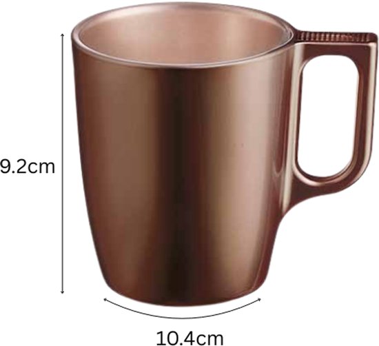Mok - Moderne Koffiemokken - Glazen Mok - Set van 6 - Luxe Drinkglazen Voor Koffie & Thee - 250 ml - 10,4 x 10,4 x 9,2 cm - Chocolade
