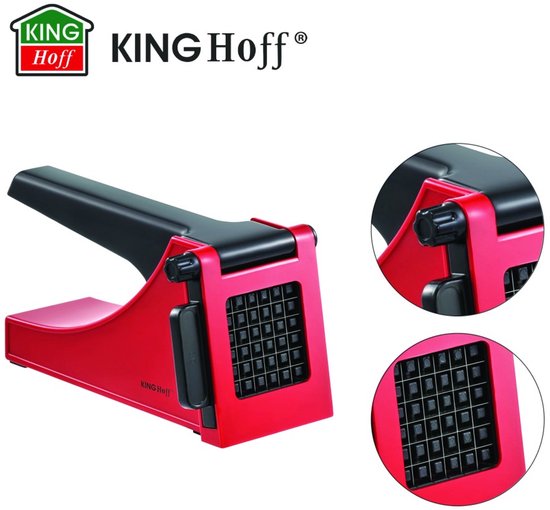 Kinghoff 1912 - Pommesschneider - 36 x 10 mm Stücke - Edelstahlklingen - Rot