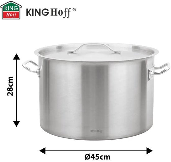 Cooking Pot - Catering Pot - Extra Large Soup Pot with Lid - Stockpot - Induction Suitable - for Soup, Pasta & Stews - 44L - Ø45 cm - Stainless Steel