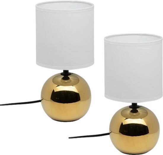 Timéo bol tafellamp goud, set van 2 – keramiek, 25 cm hoog