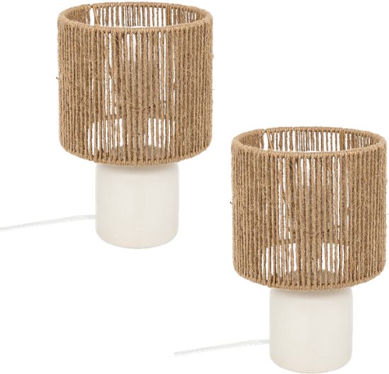 Koby Tischleuchte - 2er-Set Tischlampen - Moderne Lampe E14 - Tischleuchte aus Stahl & Keramik - Stimmungsvolle Beleuchtung Wohnzimmer Schlafzimmer - 16 x 16 x 24 cm - Weiß