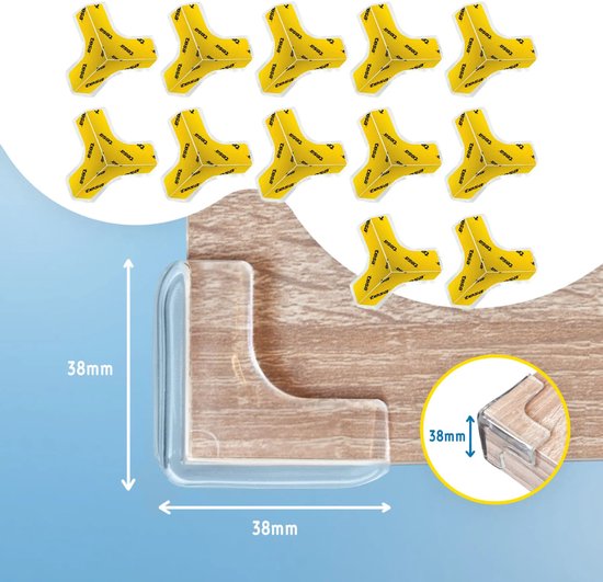 Sipo Self-adhesive Furniture Corner Protectors, set of 12, 3.8 x 3.8 cm, transparent