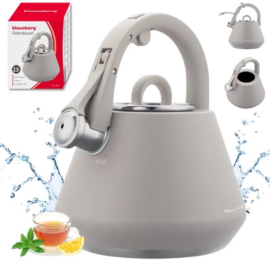 Klausberg 7949 - Whistling kettle - 2.5 liters - Stainless steel - Grey