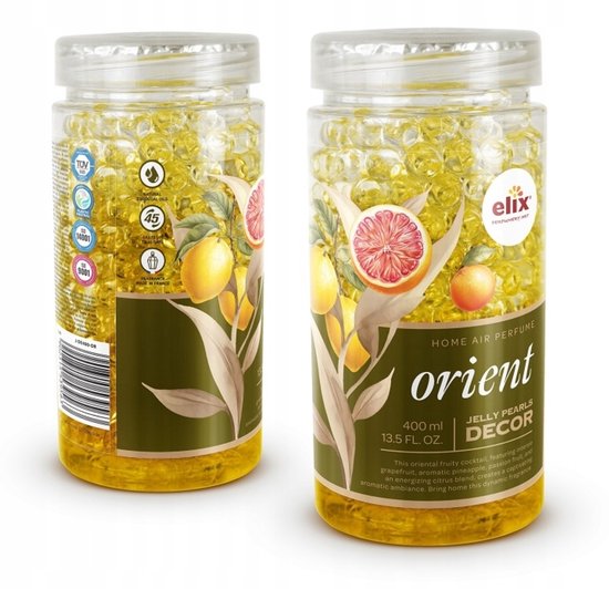 Elix - Jelly Pearls Geurparels - Luchtverfrisser - Gel Air Freshener - voor Interieur & Auto - Geurkorrels met Essentiële Oliën - Langdurige - 400 ml - Orient