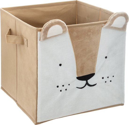 Panier de rangement / panier d'armoire Atmosphera lion - pour enfants - carton / plastique - marron - 30 x 30 cm