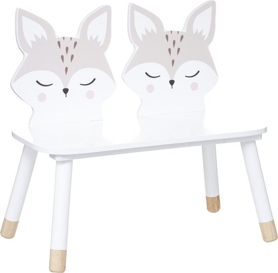 Kinderbankje Vossen voor 2 personen – wit, 56 x 28 x 52,5 cm