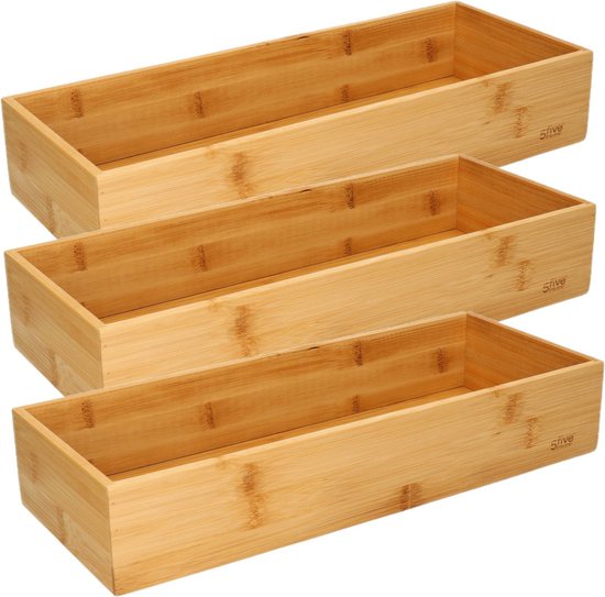 5Five Range-cou verts/organisateur de cuisine - Ensemble de 3 pièces - 1 compartiment - Tidy Smart - bois de bambou - 38 x 15 x 7 cm