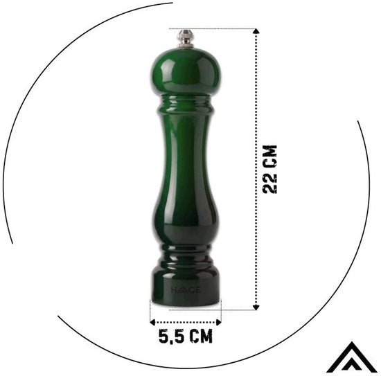Hage peper- en zoutmolen set – keramisch maalwerk, 22 cm, flesgroen – foto 2