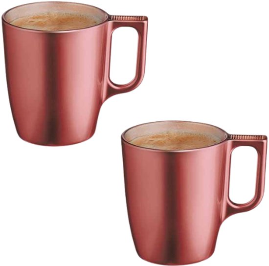 Flashy Mug Red Astral – glazen koffiemokken, set van 2, 250 ml, rood