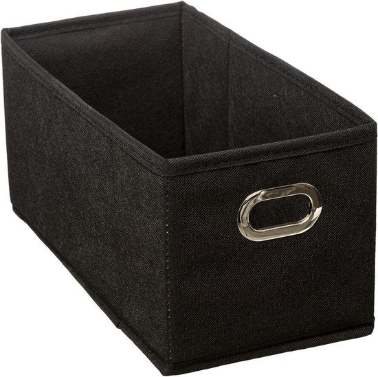 5Five Panier de rangement / panier d'étagère - Lot de 2 pièces - noir - lin - 7 litres - 31 x 15 x 15 cm - Boîte de rangement - Paniers pour meuble à cases