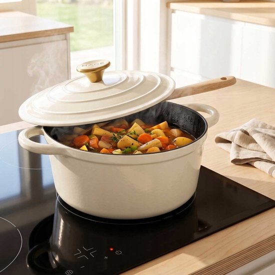 Cocotte en fonte émaillée HAGE 2 6 cm 5L Crème