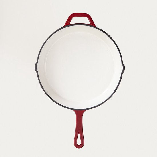 Homla - Poêle en fonte Andreas - Poêle à frire en fonte - Résistante au four jusqu'à 220°C - Poêle à steak ou à frire compatible induction - Poêle durable - Ø26 x 5 cm - Poêle émaillée rouge bordeaux