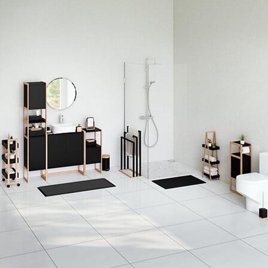 Porte-papier toilette Natureo avec réserve 33 x 20 x 80 cm - Noir / Marron