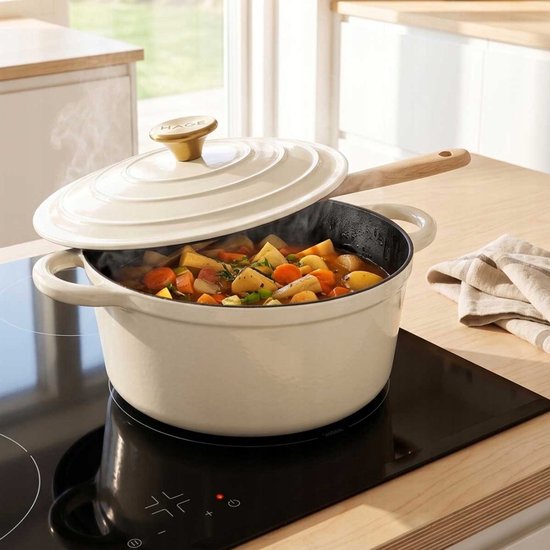 Cocotte en fonte émaillée HAGE 24 cm 4 L - Crème
